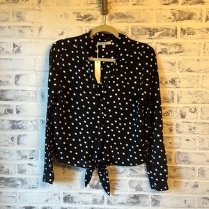 Lavender Brown NWT Polka Dot Cropped Blouse